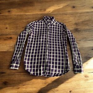 Bugatchi Purple and White Check Button-Down Dress Shirt